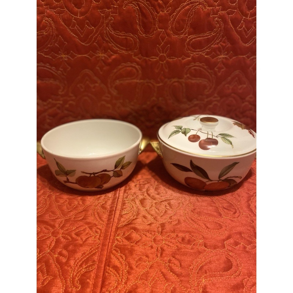 Royal Worcester Evesham Gold Casserole Covered‎ 1 Qt 2 Bottoms, 1 Cover Vintage